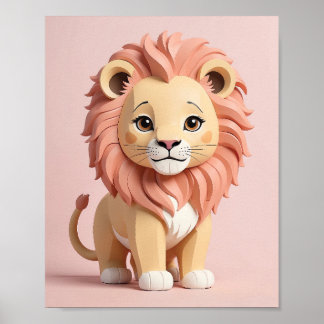 Poster Lion adorable - Safari Animal Nursery Wall Art pou