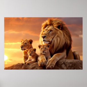 Poster Lion Animal Nature sauvage majestueuse