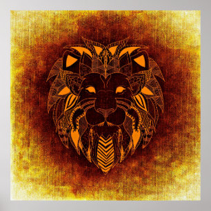 Poster Lion animal sauvage abstrait