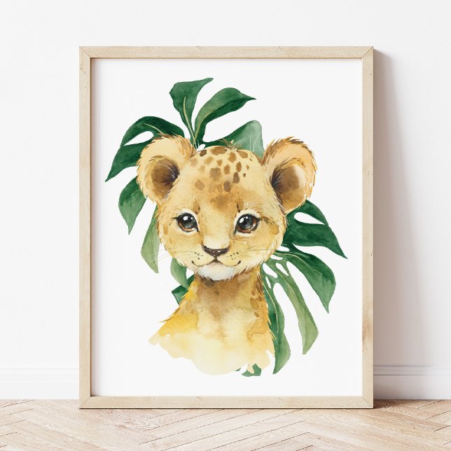 Poster Lion, Animaux de la Jungle, Animaux de Safari, Feu (Créateur téléchargé)