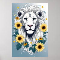 Lion Art, Faune Safari Africain White Lion Wall