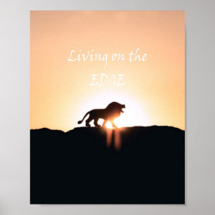 Poster Lion au coucher du soleil Vivre à la lisière