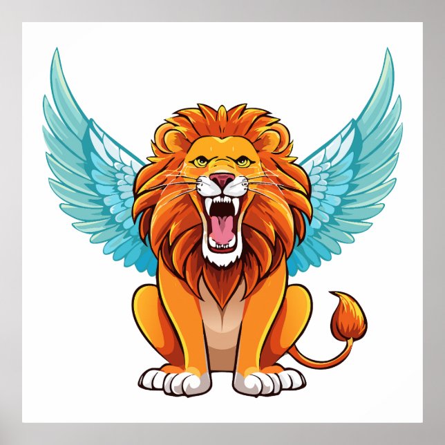 Poster Lion avec ailes (Devant)