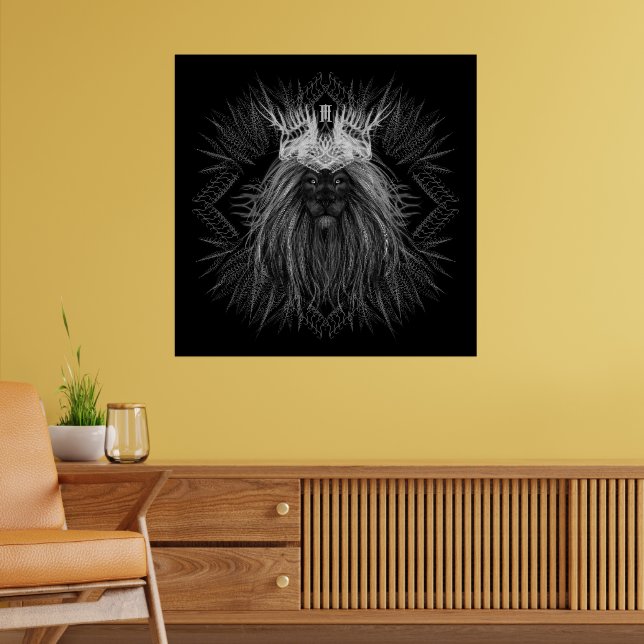 Poster Lion avec monogramme de couronne (Salon 2)