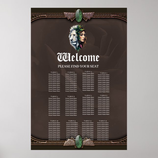 Poster Lion blanc et femme (Devant)