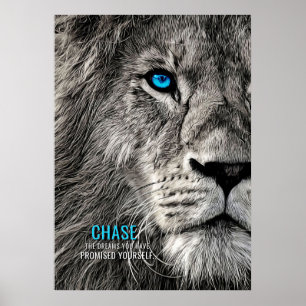 Poster Lion Chase tes rêves