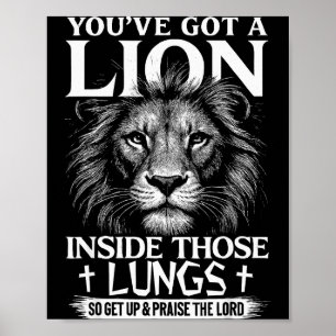 Poster Lion chrétien louez le Seigneur culte foi 
