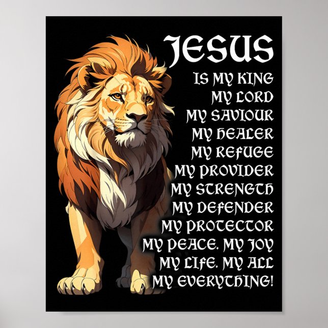 Poster Lion Christian Jesus Is My King, God, Lord, And Sa (Devant)