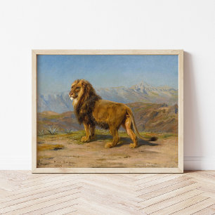 Poster Lion dans un paysage montagneux   Rosa Bonheur