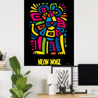 Lion de bruit de Neon - Art Tribal Géométrique Abs