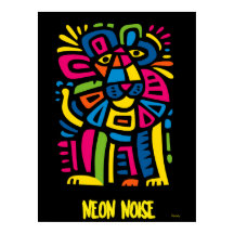 Lion de bruit de Neon - Art Tribal Géométrique Abs