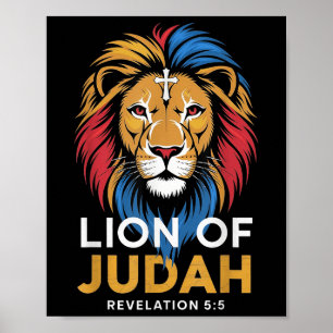 Poster Lion de Juda Dieu Jésus Croix Chrétien Religieux