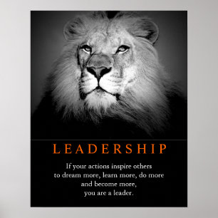 Poster Lion de leadership motivationnel tendance