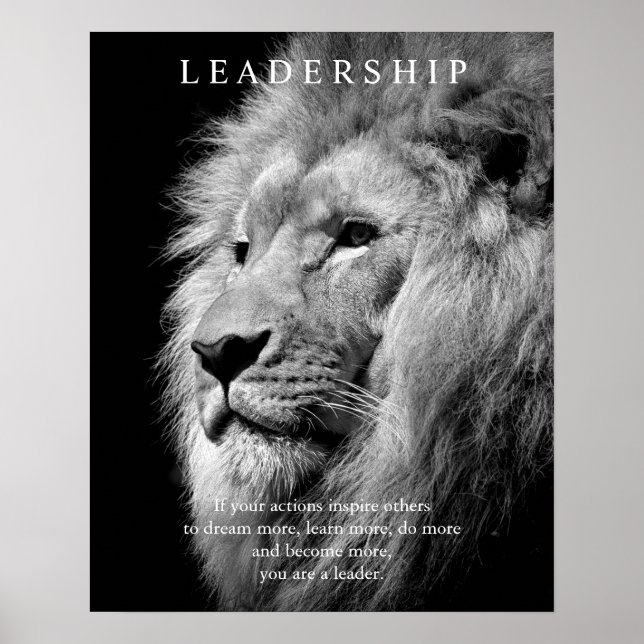 Poster Lion de leadership motivationnel tendance (Devant)