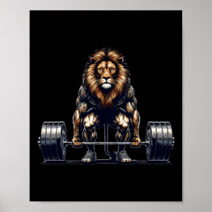 Poster Lion DeadLevant Gymnase Humour Poids Fitness