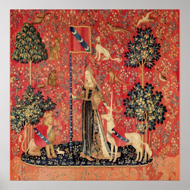 Poster Lion D'ENFANCE ET D'UNICORN, Fleurs D'Imaginaires, (Devant)