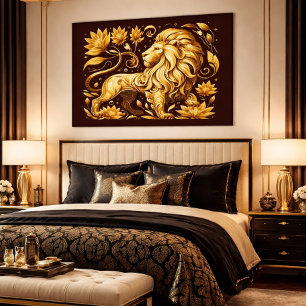 Poster Lion d'or majestueux