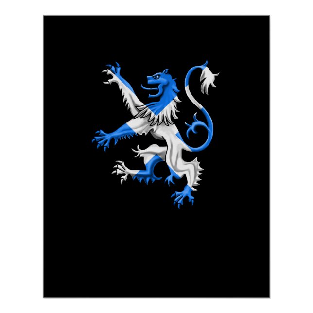 Poster Lion écossais aux couleurs de St. Andrew (Devant)