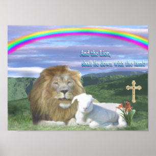 Poster Lion et agneau