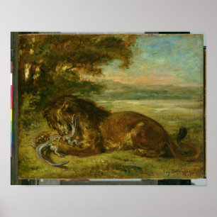 Poster Lion et Alligator, 1863
