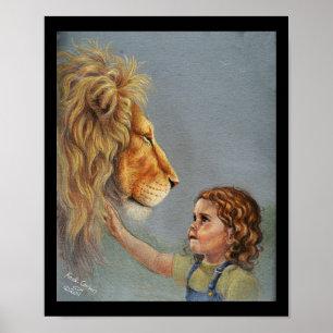 Poster Lion et fille