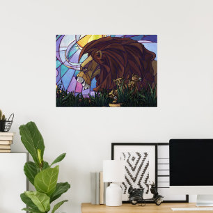 Poster Lion et petits