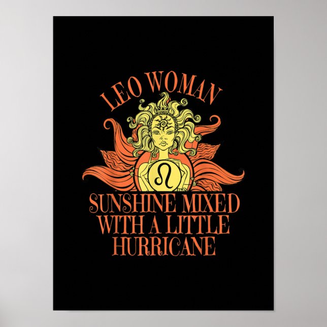 Poster Lion femme Zodiac Signal Juillet Août Anniversaire (Devant)
