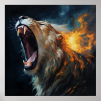 Poster Lion Feu
