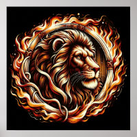 Lion Flamboyant dans un Anneau de Flammes Astrolog
