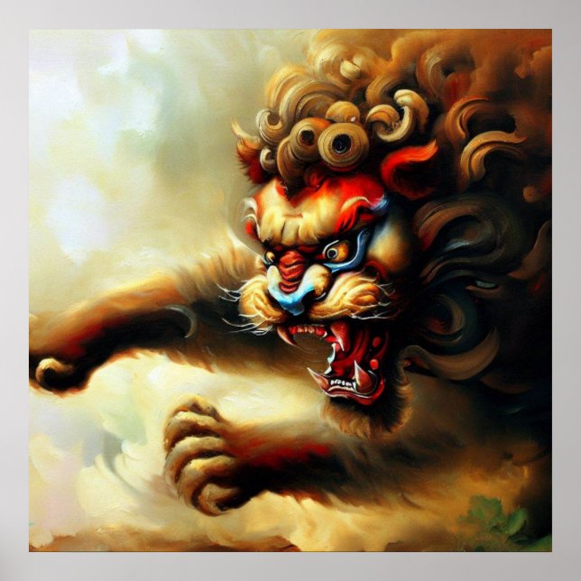 Poster Lion Foo Chinois (10) (Devant)