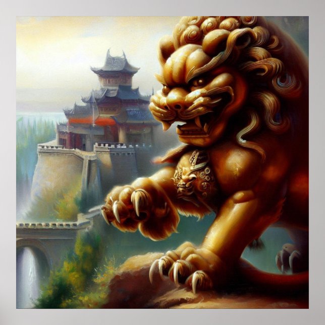 Poster Lion Foo Chinois (12) (Devant)