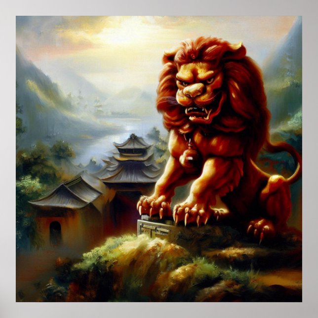 Poster Lion Foo Chinois (18) (Devant)