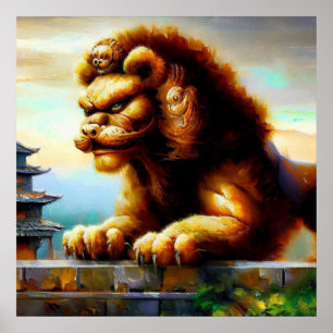 Poster Lion Foo Chinois (31)