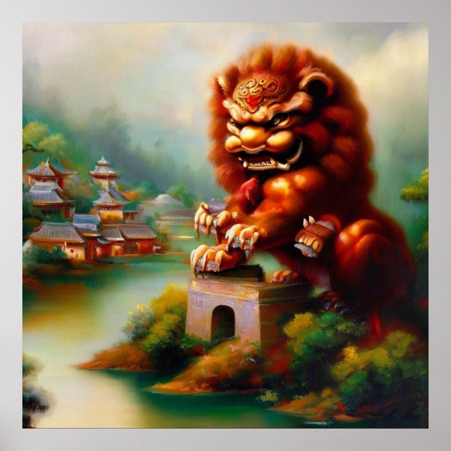 Poster Lion Foo Chinois (32) (Devant)