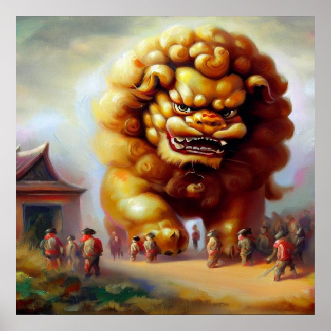 Poster Lion Foo Chinois (33) (Devant)