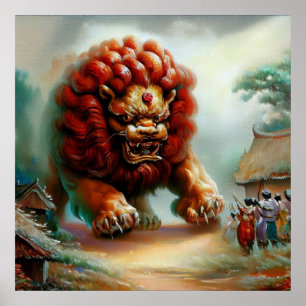 Poster Lion Foo Chinois (34)