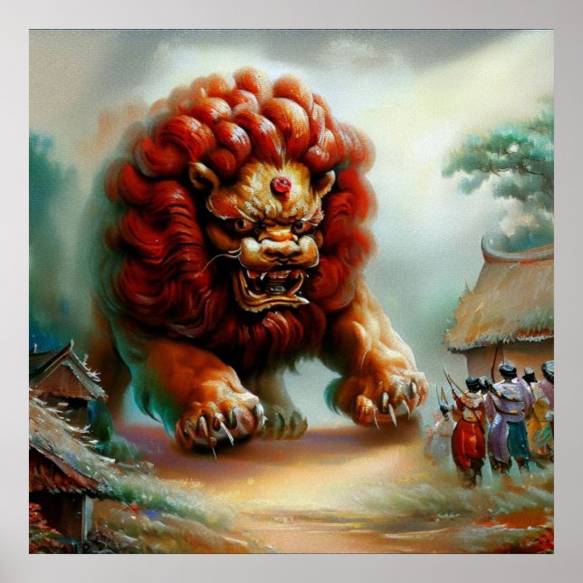 Poster Lion Foo Chinois (34) (Devant)
