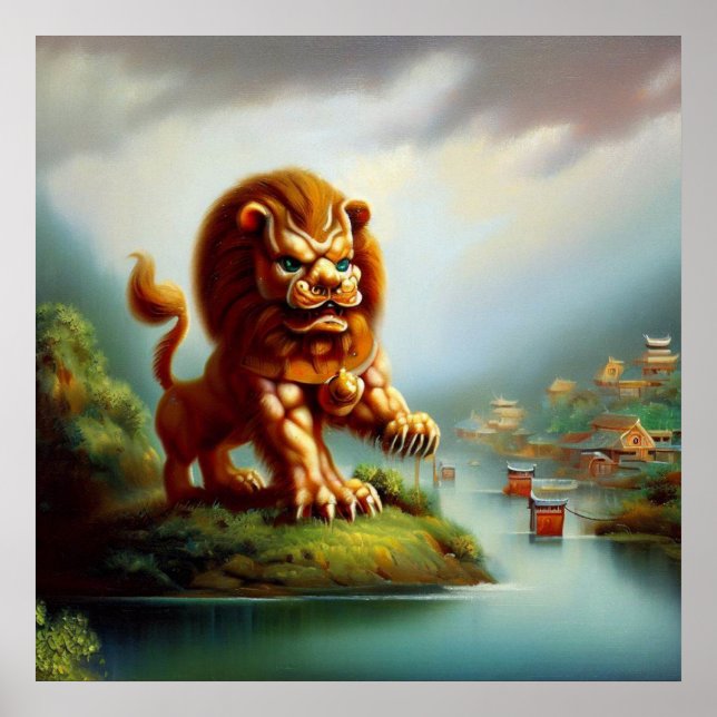 Poster Lion Foo Chinois (35) (Devant)