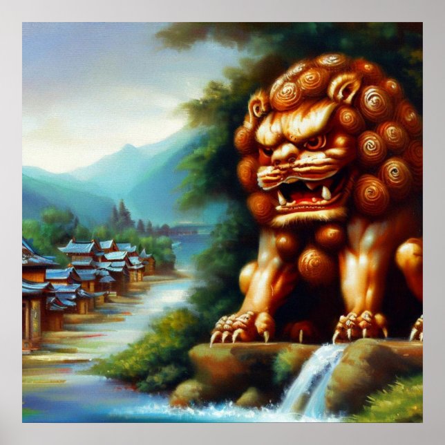 Poster Lion Foo Chinois (36) (Devant)