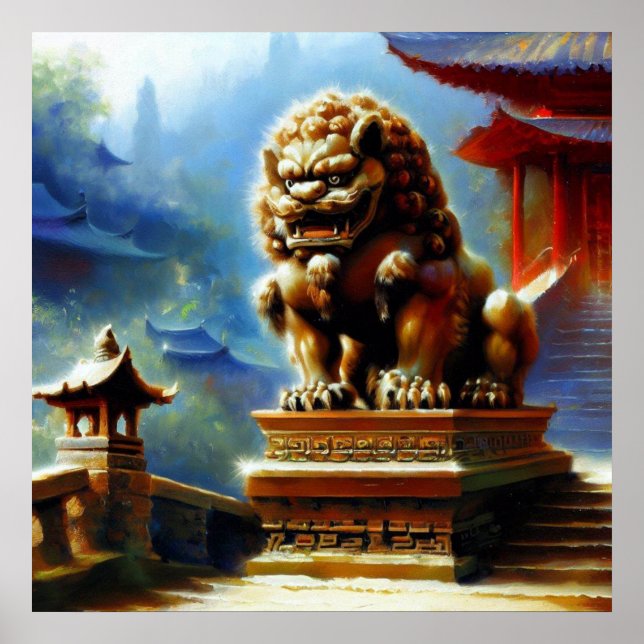 Poster Lion Foo Chinois (7) (Devant)