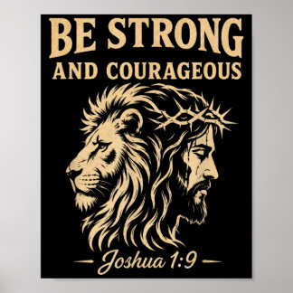 Poster Lion Fort Et Courageux Josué 1_9 Chrétien