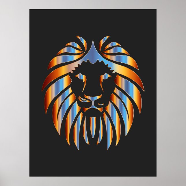 Poster Lion, Gros Chat, design chromatique, (Devant)