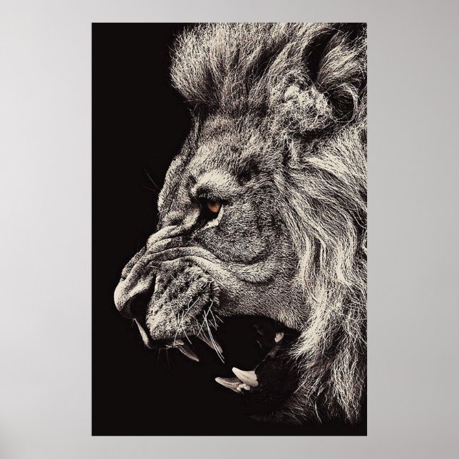 Poster Lion homme en colère (Devant)
