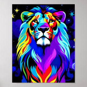 Poster Lion - Inspiration Colorée Pop Art