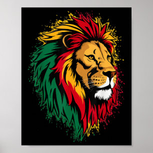 Poster Lion Jamaïcain Rasta Drapeau Lion De Judah Re