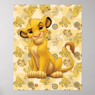 Poster Lion King   Simba sur le Motif triangle