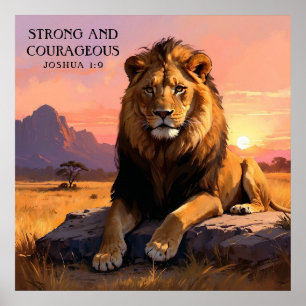 Poster Lion majestueux en peinture religieuse sauvage