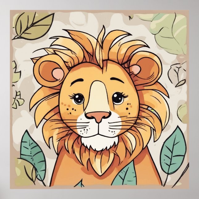 Poster Lion mignon (Devant)