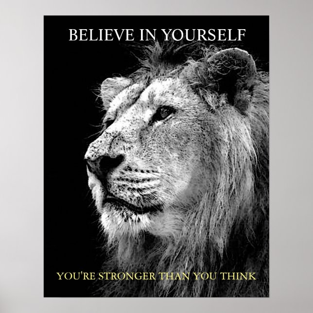 Poster Lion Motivationnel tendance Croyez en vous-même (Devant)