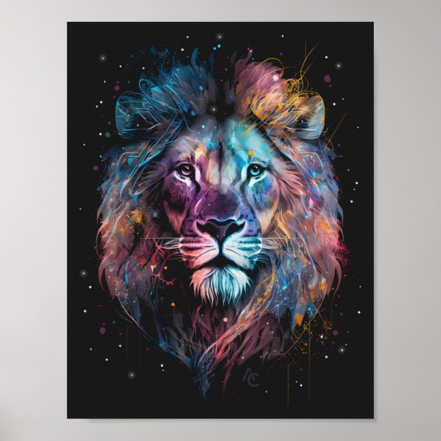 Poster Lion Nebular - Graffiti Neon Enk Splash Sweatshirt (Devant)